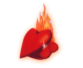 Gif animé amour coeur en flamme